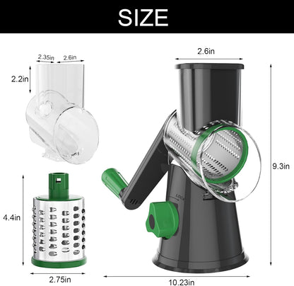 Cambom 5 in 1 Rotary Cheese Grater Hand Crank Cheese Shredder for Fresh Cheese, Vegetable, Nuts,Non-slip Suction Base, Black