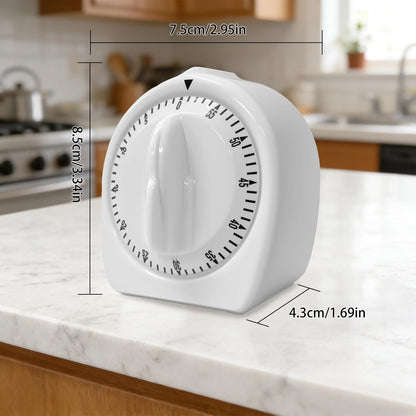 Kitchen Timers for Cooking,60 Minute Wind Up Timer,Visual Mechanical Timer,with Loud Alarm,No Batteries Required,Manual Countdown Timers for Classroom, Home, Study and Cooking (White)