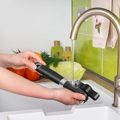 Side Cut Can Opener Smooth Edge, Safety Can Opener with Durable Sharp Blade, Big & Soft Turn Knob & Comfortable Non-Slip Handle, Black