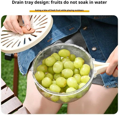 Multi-Functional Fruit and Vegetable Washing Bowl,2 in 1 Drain Basket and Fruit Strainer Container with Lid,Produce Washer,Berry Container,Lettuce Keeper for Fridge Refrigerator Organization (White)