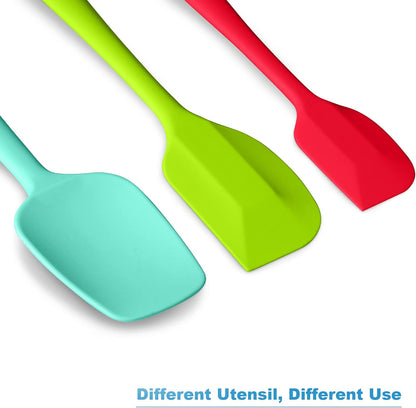 Silicone Spatulas Set Turners Tongs Cooking Utensils Set High Heat Resistant Kitchen Scraper Spatulas for Cooking Mixing Baking BPA Free Dishwasher Safe, Black