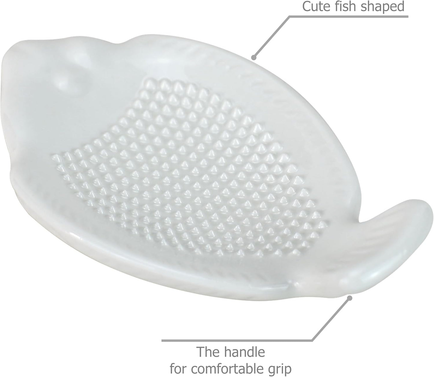 EIKS 2 Pack Ceramic Grater Dish with Small Size Fish Shaped for Grinding Wasabi Ginger Garlic Carrot Fruits Vegetables, Used for Home Kitchen Cooking Preparation