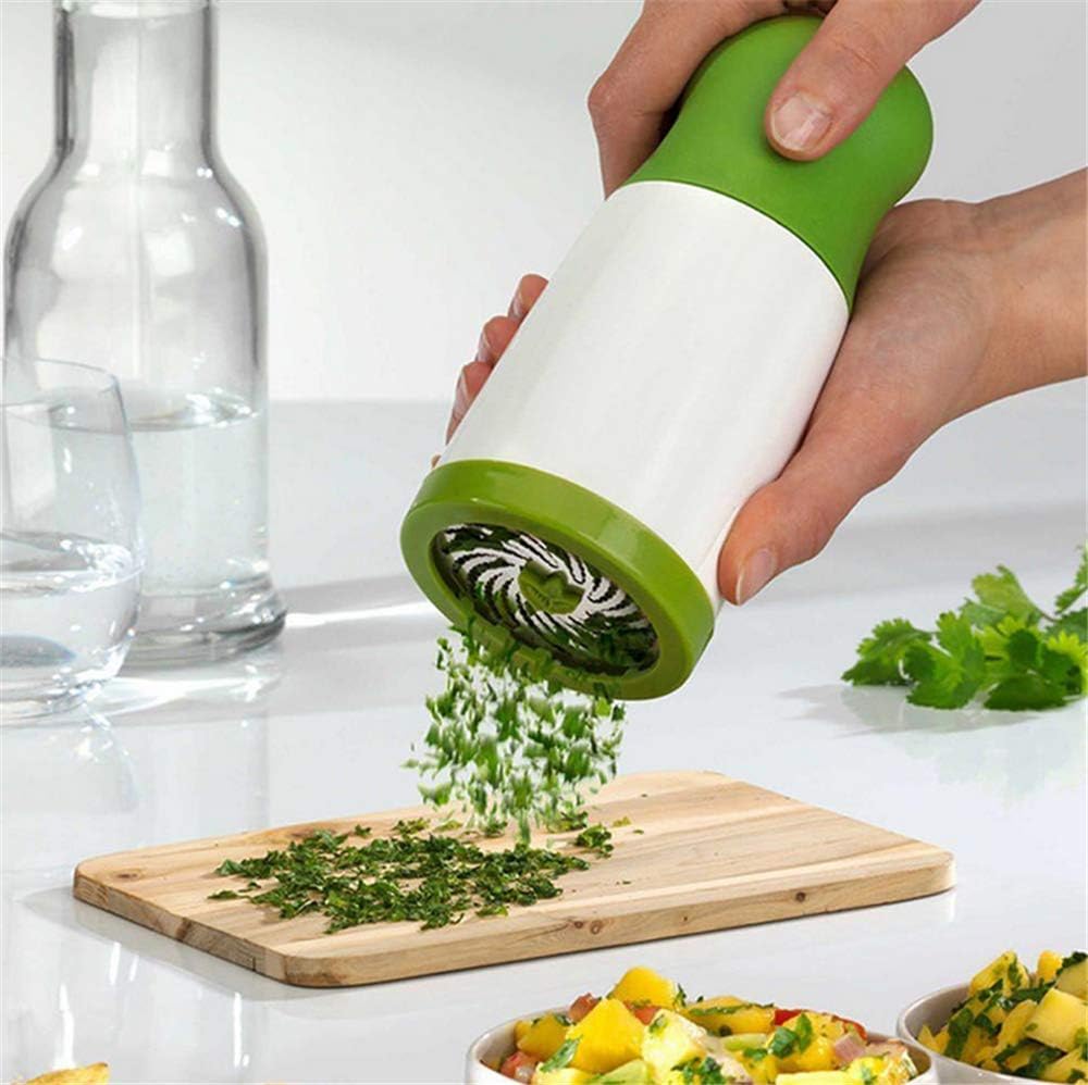 1 pc Herb Mill Chopper Cutter Mince Stainless Steel Blades Safely New ( Color: White & Green)
