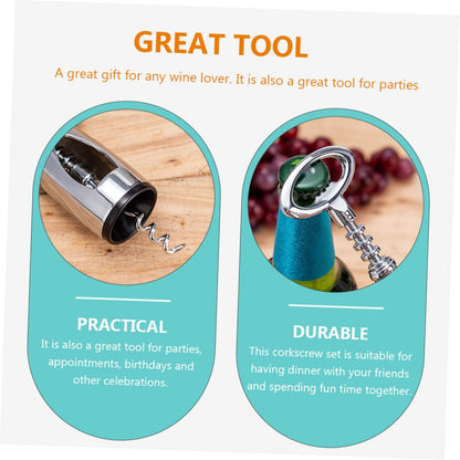 IMIKEYA Reusable Zinc Alloy Wing Corkscrew Wine Opener Cap Remover Manual Bottle Opener for Home Bar Picnic and Party Use