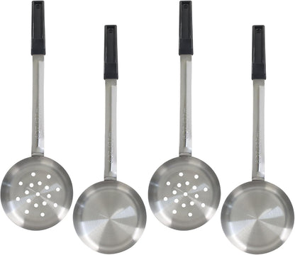 Hordion 4 Pcs Portion Control Serving Spoons Ladle Scoops, Food Measuring Ladle Utensils Proportion Manage Slotted and Unslotted Scoops for Weight Loss(Blue, 8oz)