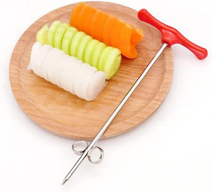Fruits & Vegetables Spiral Twist Knife,Stainless Steel Spiral Twist Knife, Twist Shredder Ideal for Healthy Snacks, Chips, Parties