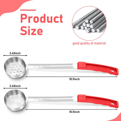 Teenyyou 4 Pcs Portion Control Serving Spoons Portion Control Spoons Ladle Scoops Food Measuring Utensils Proportion Manage Slotted and Unslotted Scoops for Weight Loss(Green,4oz)