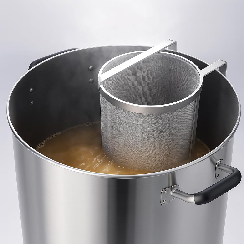 Gekufa 4×10 Inch Hop Spider 300-Micron Stainless Steel Hop Filter with Spoon – Homebrew Strainer for Beer Brewing, Tea, Coffee, Compost Tea (4×10 inch)