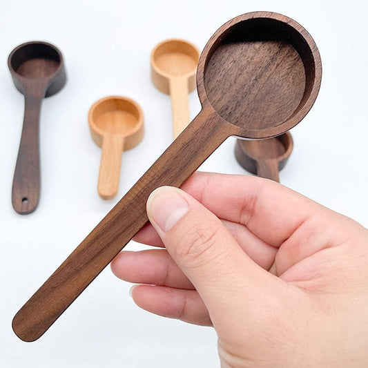 Coffee Spoons, ablespoon Scoop, Coffee Ground Spoon, Measuring for Ground Beans or tea, Soup Cooking Mixing Stirrer Kitchen Tools Utensils, 1 Wooden Tea Scoop (Walnut Wooden 3.86 in）
