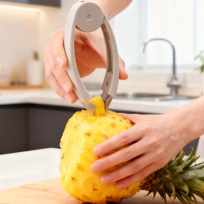 uxcell Strawberry Stem Remover Tool, Pineapple Eye Peeler with Non-Slip Handle for Fruit, Vegetable Tomato and Potato, Gray