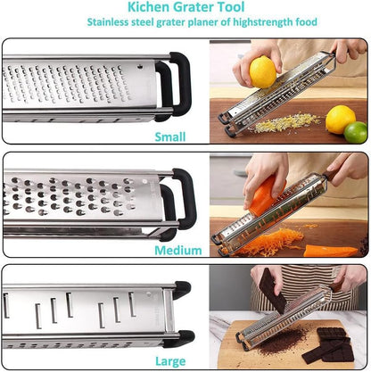 Lemon Zester, Stainless Steel Kitchen Cheese Grater, Plastic Cover Ergonomic Soft Black Handle