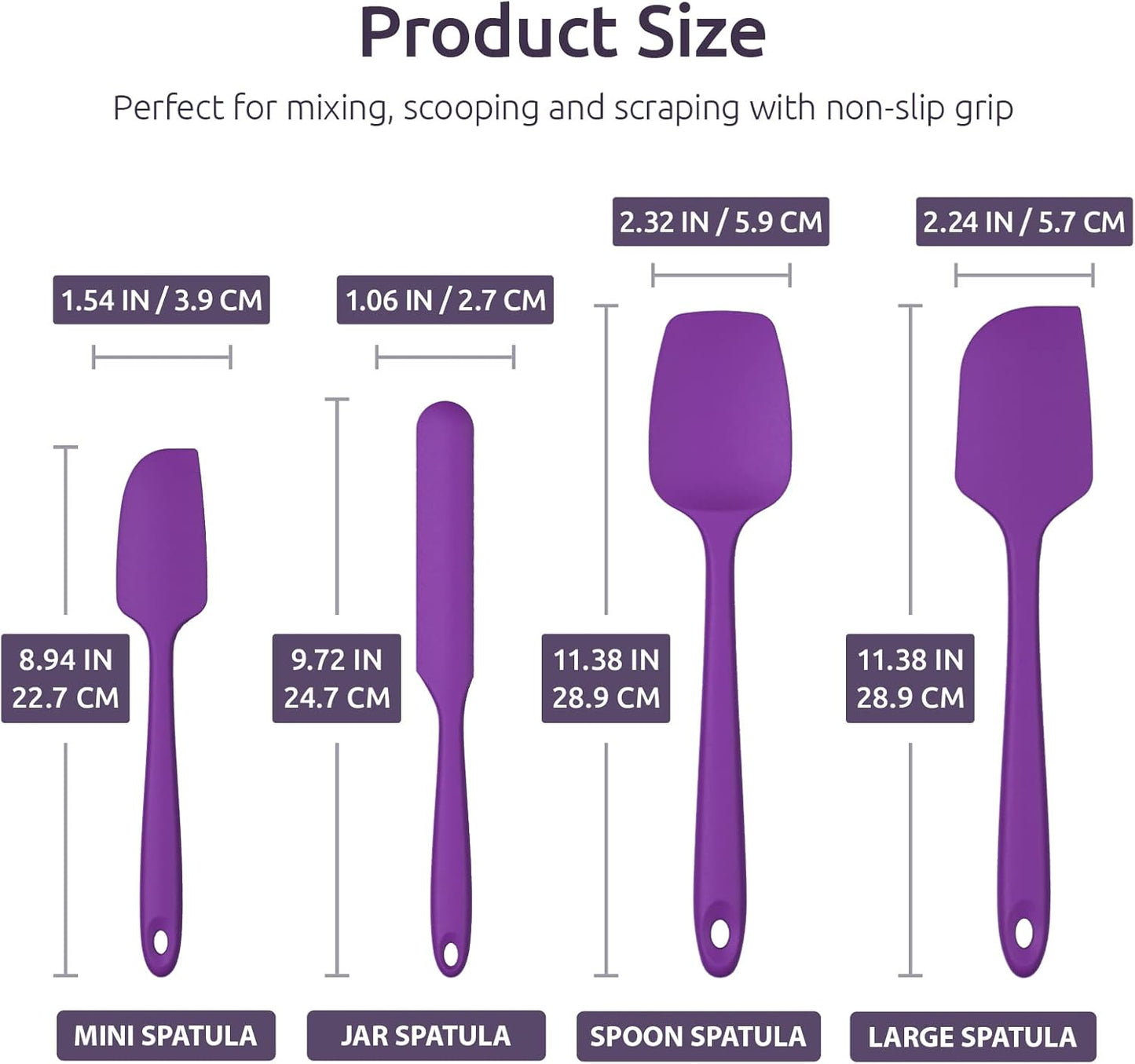 Heat Resistant Silicone Spatula Set: U-Taste 600ºF High Temp Seamless Food Grade Utensil, Flexible Rubber Silicon Kitchen Cooking Mixing Baking Scraper for Nonstick Cookware Set of 4 (Aqua Sky)