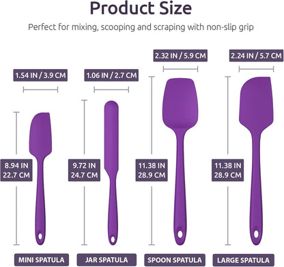 Heat Resistant Silicone Spatula Set: U-Taste 600ºF High Temp Seamless Food Grade Utensil, Flexible Rubber Silicon Kitchen Cooking Mixing Baking Scraper for Nonstick Cookware Set of 4 (Aqua Sky)