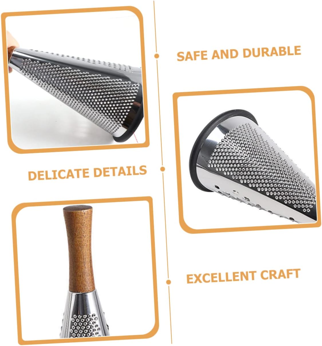 Kitchen Grater Cheese Grater with Handle Carrot Peeler Veggie spiralizer Manual Mandoline Slicer Cheese Slicer Cucumber Slicer Cone-Shaped Cheese Grater Truffle Wood Vertical