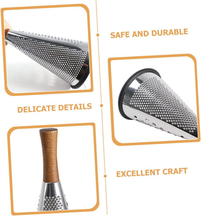 Kitchen Grater Cheese Grater with Handle Carrot Peeler Veggie spiralizer Manual Mandoline Slicer Cheese Slicer Cucumber Slicer Cone-Shaped Cheese Grater Truffle Wood Vertical