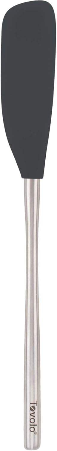 Tovolo Flex Core Silicone Spatula Spoonula Set of 2 for Non Stick Cast Iron Cooking & Baking, Dishwasher Safe Heat Resistant BPA Free Long Stainless Steel Handle Kitchen Utensil, Charcoal Gray
