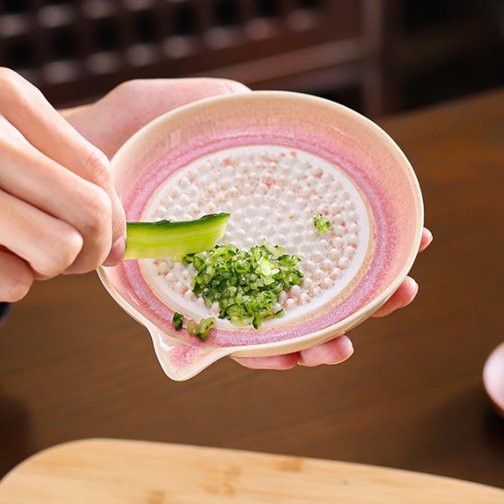 Premium Ceramic Garlic Grater Plate,Exquisitely Handcrafted Ginger Grater Plate,Modern Design Multipurpose Grinder Plates Burnishing Machine for Fruits Vegetables Ginger Garlic Onion (White)