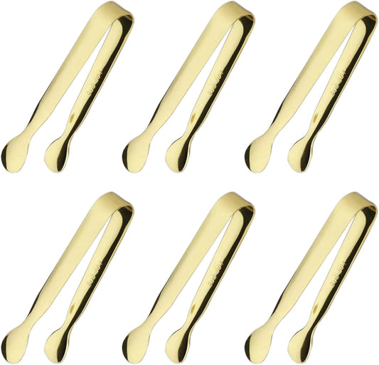 6PCS Ice Tongs Mini Sugar Tongs 4.25Inch Stainless Steel Kitchen Utensils Set,Small Serving Tong and Tiny Kitchen Tong for Appetizers,Tea Party, Coffee Bar, Desserts by Sunenlyst (Silver)