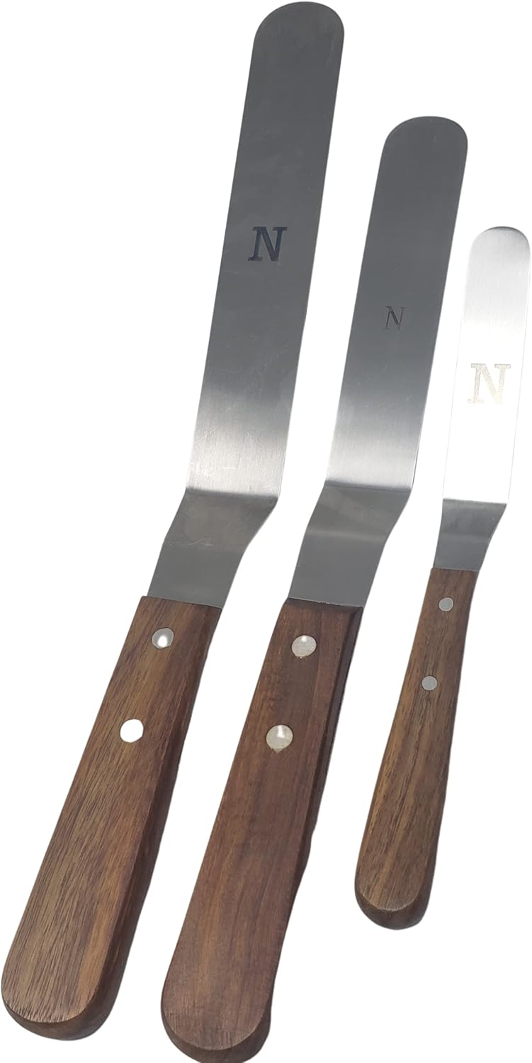 Professional Cake Decorating Tools - Large Stainless Steel 8" Icing Spatula - Offset Baking Icing Spatula with Wood Handle (8 inch)