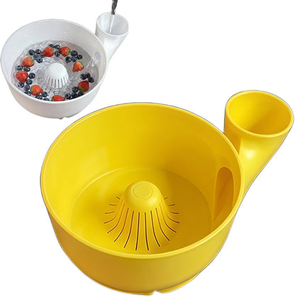 Fruit and Vegetable Washing Bowl, Multifunctional Plastic Colander with Handle, Kitchen Strainer Basket for Berries, Salad, Rinse, Drain, 10 Colors (white, S)