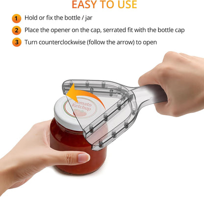 NileHome Jar Opener for Weak Hands, Seniors with Arthritis, Bottle Opener Jar Lid Opener for Arthritic Hands Multifunctional Can Openers for Seniors Get Lids off Easily & Grey