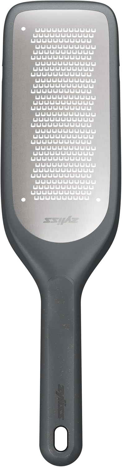 Zyliss Fine Grater and Zester - Handheld Grater with Stainless Steel Blade & Wheat Straw Handle - Ideal for Hard Cheese, Chocolate, Fruit, Vegetables, & More - Protective Cover Doubles as Scraper