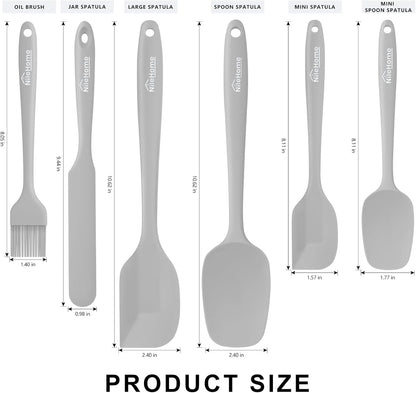 NileHome Silicone Spatula Set, 6 Pieces Food Grade Kitchen Utensils with Silicone Brush Heat Resistant Up to 600°F Dishwasher Safe BPA-Free Rubber Spatula for Scraping, Baking, Cooking, Mixing-Black