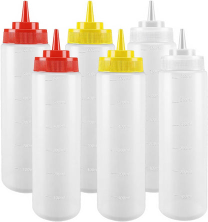 Multicolor Food-Grade Squeeze Bottles Set-Condiment Dispensers for Kitchen, BBQ, Sauces, Dressings, & Meal Prep (32oz)