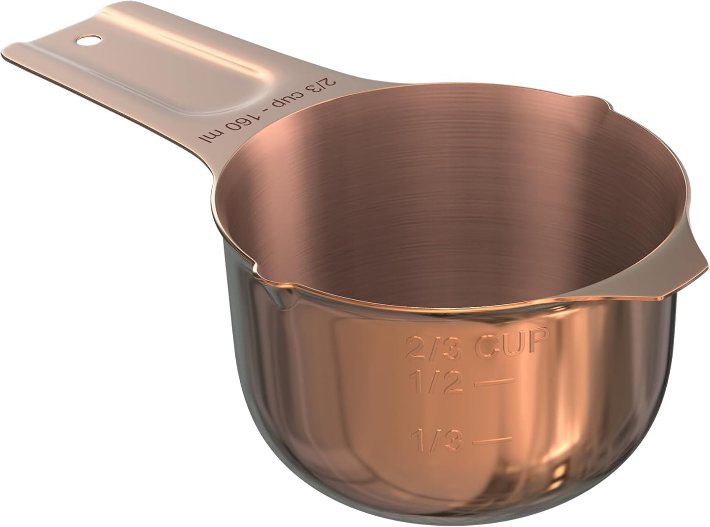 Color Up 2 Cup Measuring Cup, 480ml Stainless Steel Metal, Easy-Pour Spouts, Engraved Markings, Flat Base, Dishwasher Safe, for Dry and Liquid Ingredients