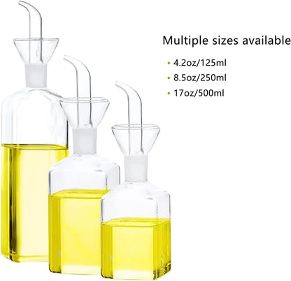 Olive Oil Pourer Olive Oil Vinegar Cooking Wine cotainer Salad Dressing Glass, Oil Bottle Vinaigrette Dispenser Drizzle Cruet 17oz Glass Oil Bottle for Kitchen