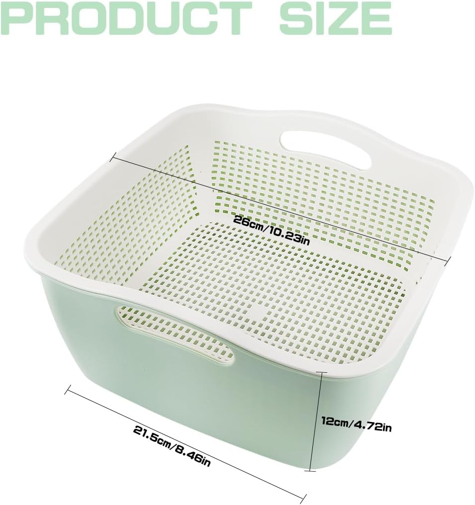 Double-layer Plastic Fruits Vegetable Washing Basket Food Storage Multi-layer Stackable Vegetable Sinks Wash Drain Basket for Kitchen (White)