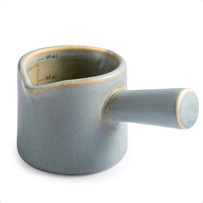 Espresso Cups Ceramic, 200ML Espresso Measuring Cup with Handle, Expresso Shots Cups with Scale, Espresso Accessories, White