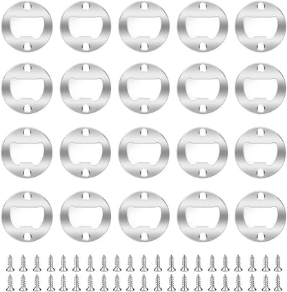 20 Set Stainless Steel Bottle Opener Insert Kits Metal Beer Bottle Opener Beer Wine Hardware Parts with 42Pcs Screws for DIY Resin Mould Kit Bottle Opener (Silver)