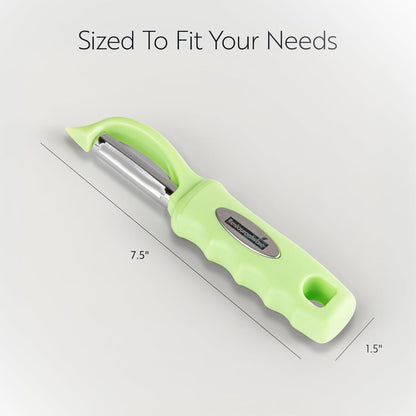 Restaurantware Comfy Grip 7.5 Inch Vegetable Peeler 1 Durable Potato Peeler - Sharp Swivel Blade Ambidextrous Handle Teal Stainless Steel Veggie Peeler Built-In Blemish Remover