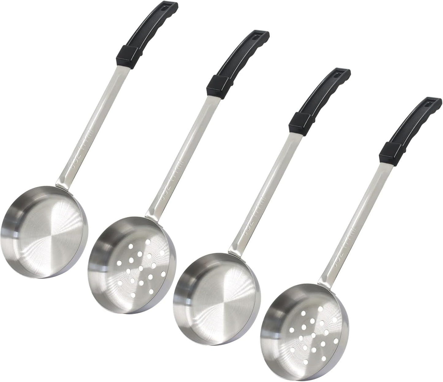 Hordion 4 Pcs Portion Control Serving Spoons Ladle Scoops, Food Measuring Ladle Utensils Proportion Manage Slotted and Unslotted Scoops for Weight Loss(Blue, 8oz)