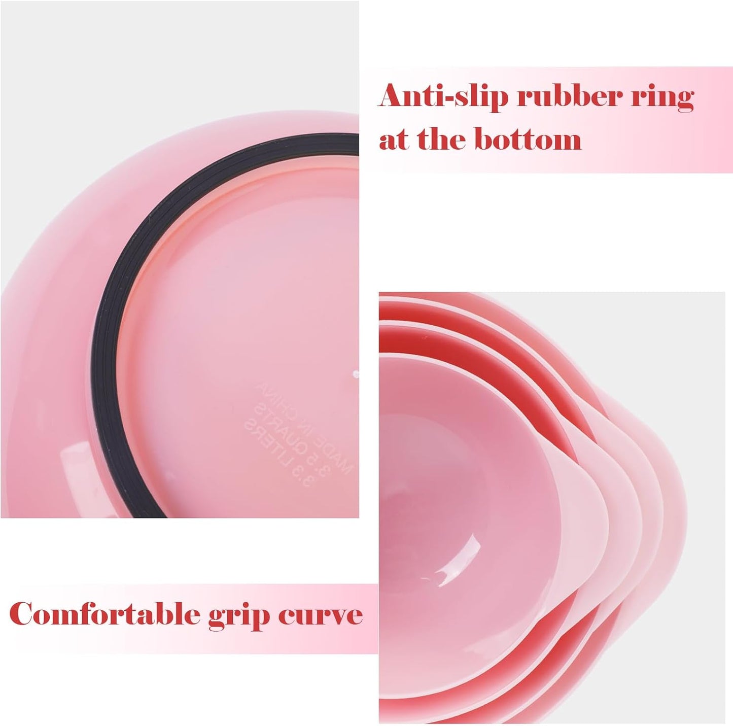 BoxedHome Green Ombre Nesting Plastic Mixing Bowl Set With Pour Spout, Microwave and Dishwasher Safe, BPA free Non-Slip Base, Set of 4 Size 1.7, 2.5, 3.5 and 4.5qt, Great for Prepping, Baking, Cooking