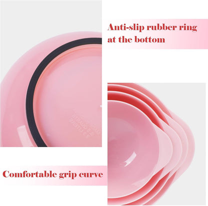 BoxedHome Green Ombre Nesting Plastic Mixing Bowl Set With Pour Spout, Microwave and Dishwasher Safe, BPA free Non-Slip Base, Set of 4 Size 1.7, 2.5, 3.5 and 4.5qt, Great for Prepping, Baking, Cooking