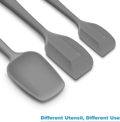 Silicone Spatulas Set Turners Tongs Cooking Utensils Set High Heat Resistant Kitchen Scraper Spatulas for Cooking Mixing Baking BPA Free Dishwasher Safe, Black