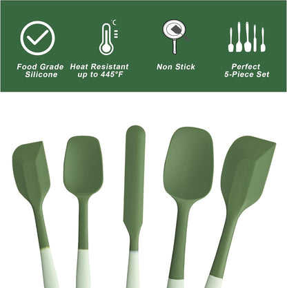 Silicone Spatula Set, 5 Piece Food Grade Rubber Spatulas for Baking, Cooking, and Mixing High Heat Resistant Non Stick Dishwasher Safe BPA-Free (Multicolor)