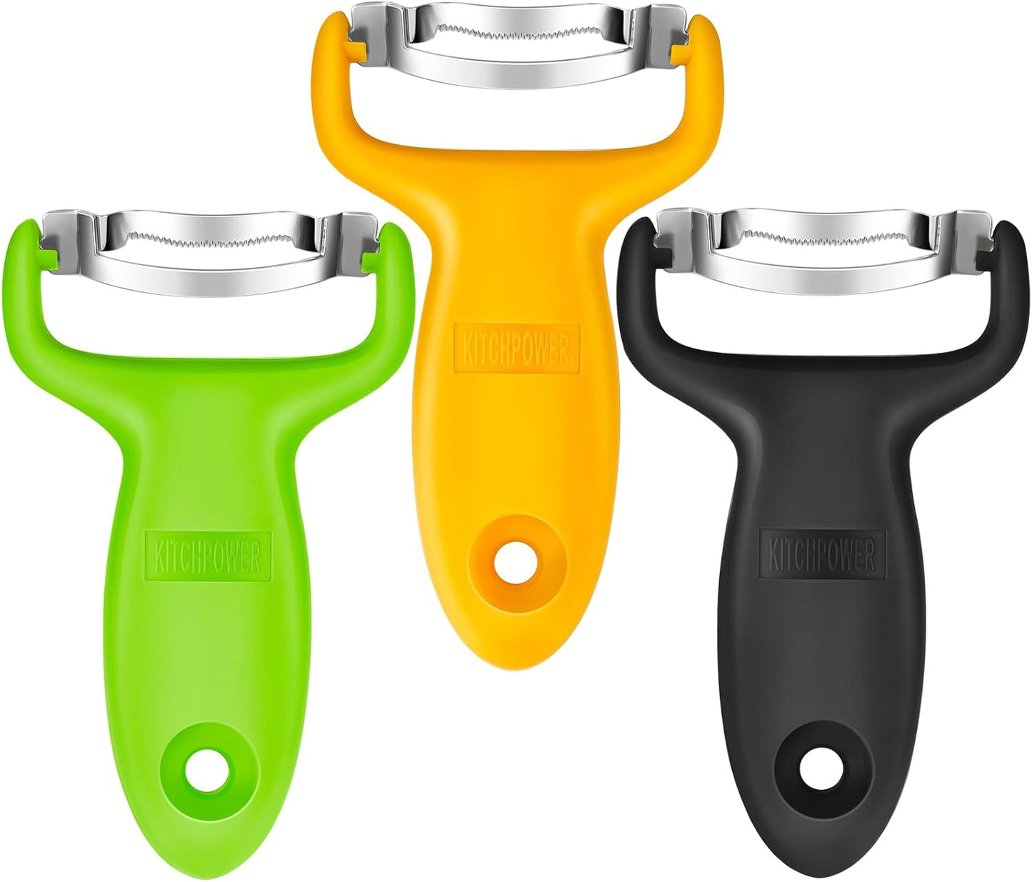KITCHPOWER Corn Peeler, Corn Stripper, Corn Cob Peeling Tool, Stainless Steel Blades 3-Pack Yellow/Black/Green
