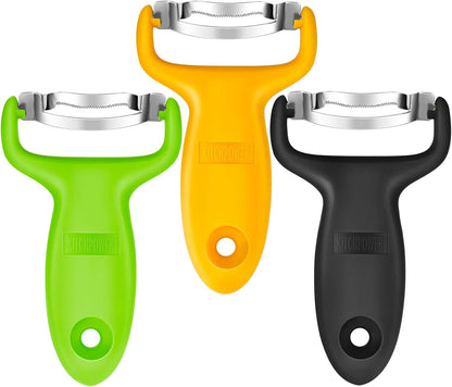 KITCHPOWER Corn Peeler, Corn Stripper, Corn Cob Peeling Tool, Stainless Steel Blades 3-Pack Yellow/Black/Green