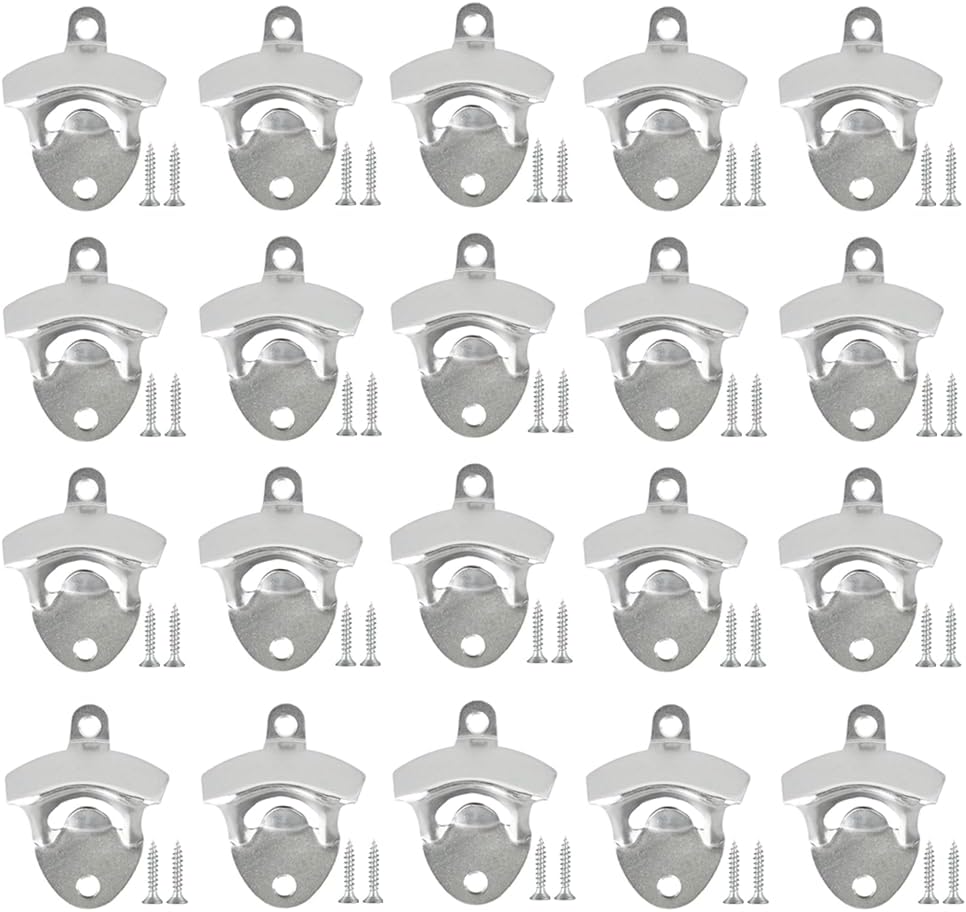 ANSLYQA 20 Pack Bottle Opener Wall Mounted, Vintage Beer Bottle Opener with Screws for Bars KTV Hotels Homes, (Bronze)