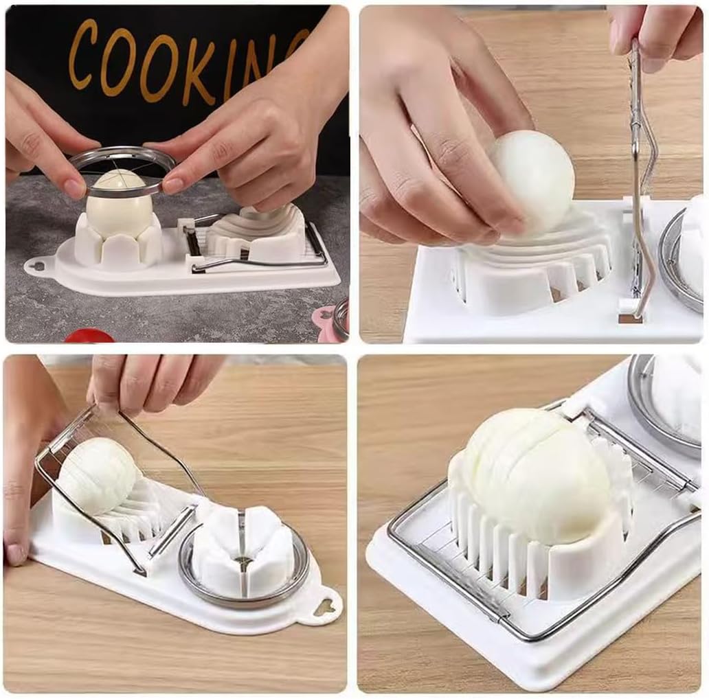 Egg Slicer for Hard Boiled Eggs Egg Cutter Strawberry Slicer Heavy Duty Tomato Slicer Stainless Steel Wire Multipurpose Egg Slicer Dicer for Soft Fruit Mushroom Home Use