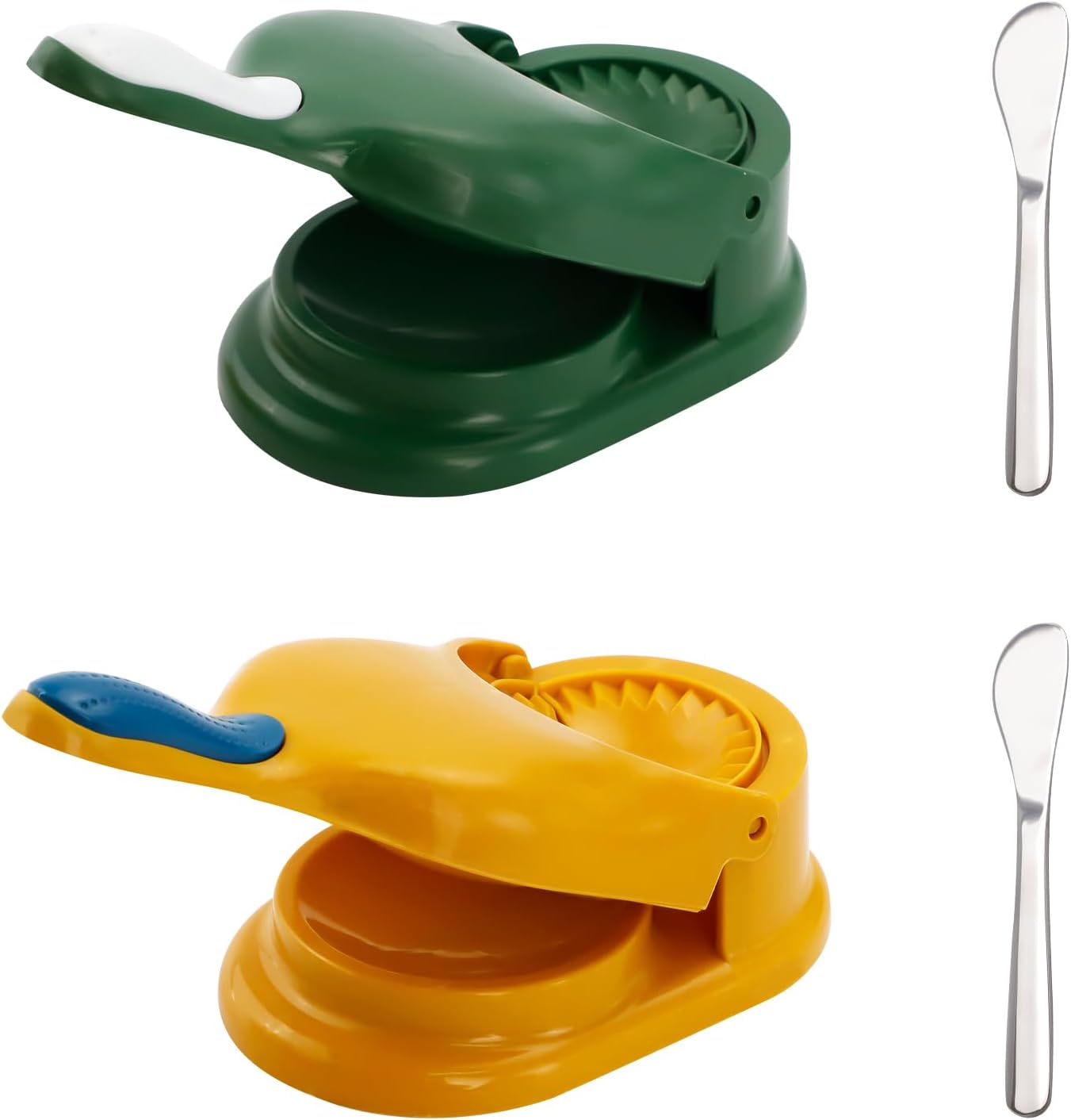 2PCS 2 In 1 Dumpling Maker, Empanada Maker Press with 2 Spoon Pierogi Maker Kitchen Press Ravioli Mold Manual Pastry Dumpling Wrapper Machine for Chinese Food, Perogies, Pierogi, Hand Pie