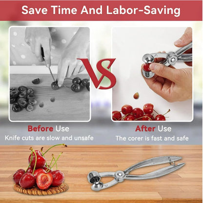 Cherry Pitter, Cherry Seed Remover Pitter Aluminum Alloy Olive Core Remover Tool Kitchen Utensils Portable Cherry Pitter Tool Kitchen aid with Space Saving Design
