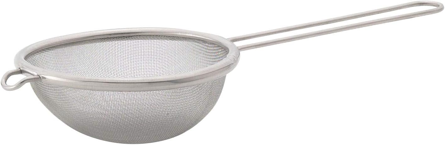 HIC Kitchen Fine Mesh Strainer With Helper Handle, 18/8 Stainless Steel, 6-Inch, For Sifting, Draining, And Straining Pasta, Vegetables, Stocks, And Sauces