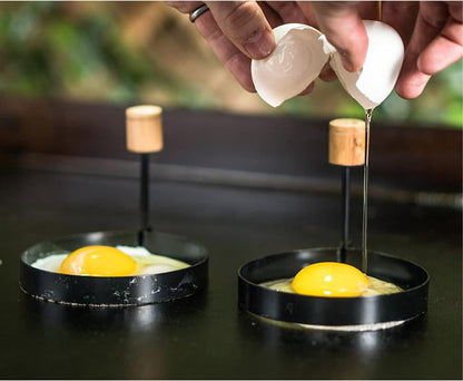 Plastic Batter Dispenser, Cast Iron Bacon Griddle Weight Press, 10 Inches Stainless Steel Omelet Egg Ring, Wood Wooden Crepe Spreader Spatula