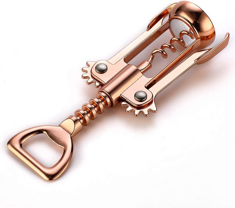 JXS Simple Wing Corkscrew Gold Wine Opener and Beer Opener, Multifunctional Wine Corkscrew Opener