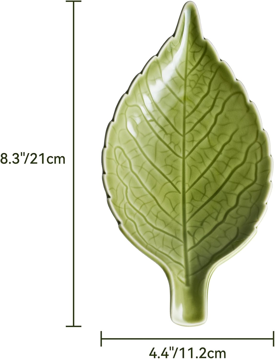 Ceramic Leaf Spoon Rest - Cute Green Cooking Spoon Holder for Stove Top & Kitchen Counter, Heat Resistant Spatula & Utensil Rest, Unique Kitchen Decor Gift, 1 Pack
