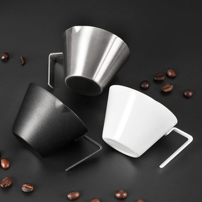 YARRAMATE 2 Pcs Espresso Cups with Handle, Stainless Steel Espresso Accessories, Double Spout Metal Measuring Cup with Dual Scale, Espresso Shot cup with V-Shaped Mouth, 3.4OZ/100ML(Silver)